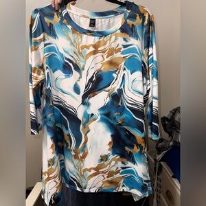 Blue & Gold Marble Print Tunic